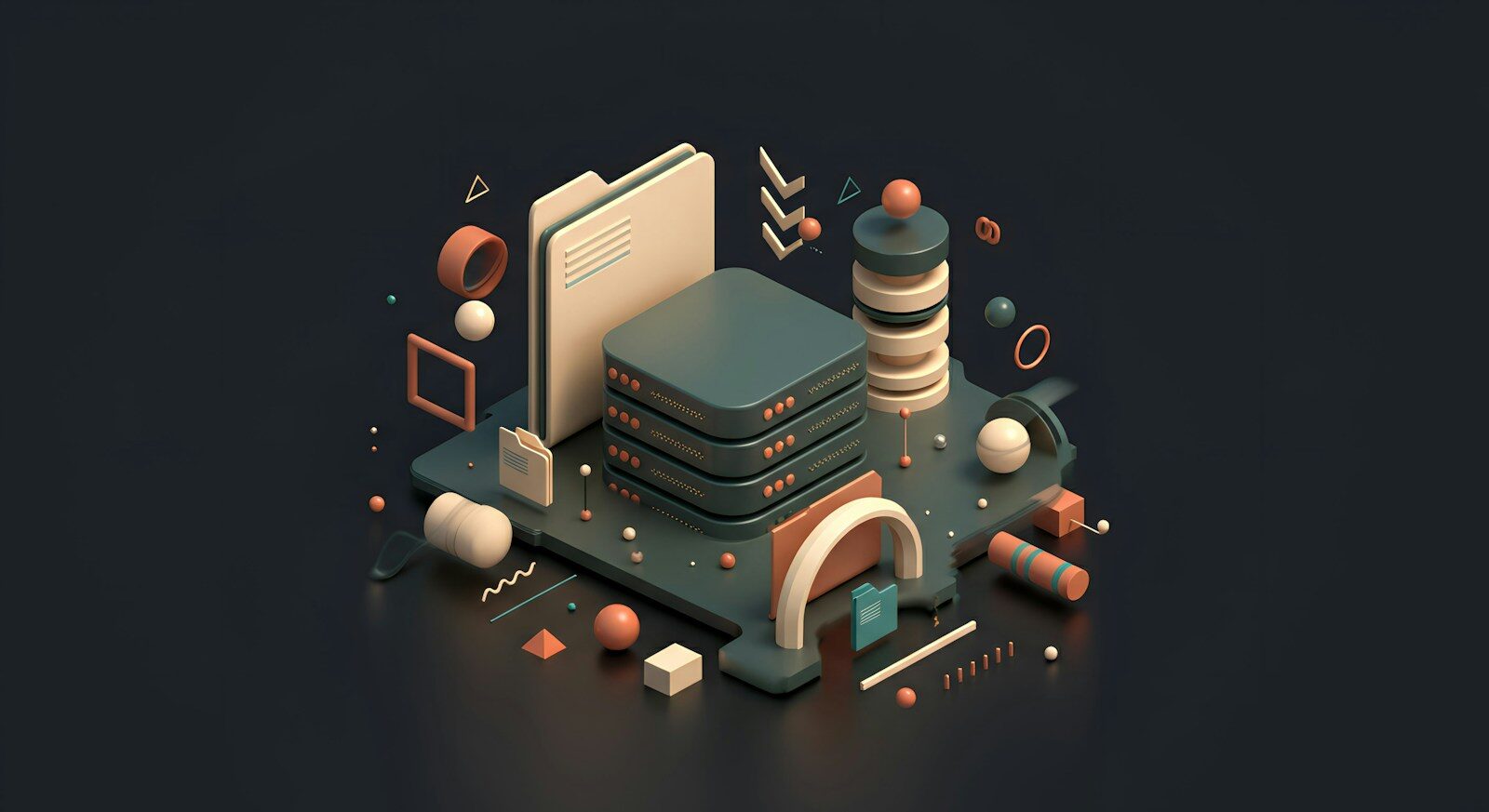 A stylized illustration of data storage and processing